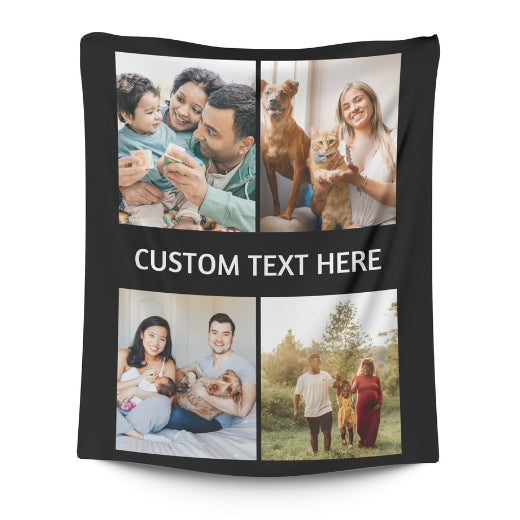 4 Photos with Text | Personalised Blanket