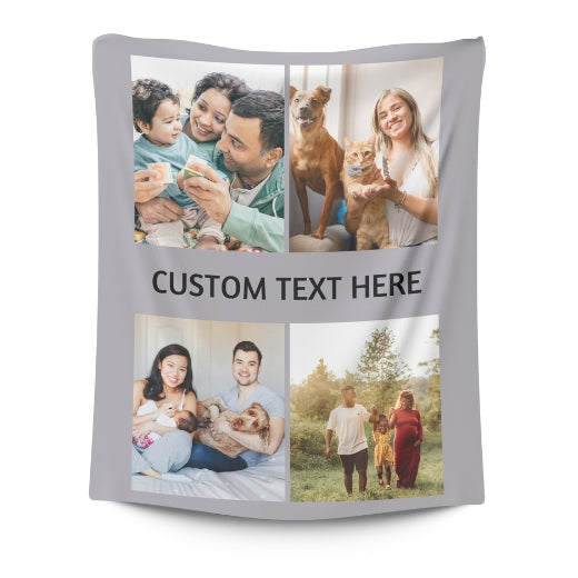 4 Photos with Text | Personalised Blanket